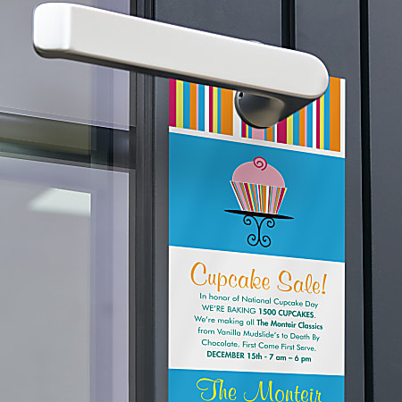 Custom Full Color Door Hangers Print 1 Side UV Gloss 3 12 x 8 12 Box Of 50  - Office Depot